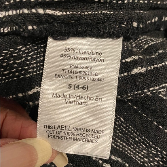 Time and Tru Wide Leg Palazzo Pants Size S Elastic Waist Relaxed Fit Linen Blend - Picture 14 of 15